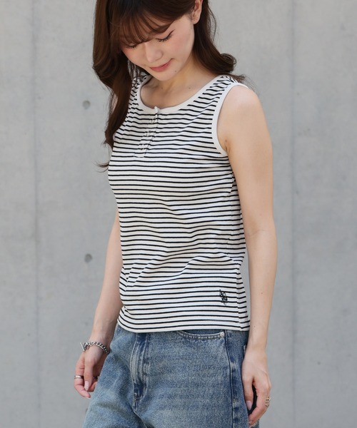 U.S. POLO ASSN.(ユーエスポロアッスン)の「【U.S. POLO ASSN./ユーエスポロアッスン】2WAY ヘンリーネックタンクトップ(タンクトップ・レディース・ネイビー/ブラック系その他/ピンク系その他・M/L/LL)」の5枚目の写真