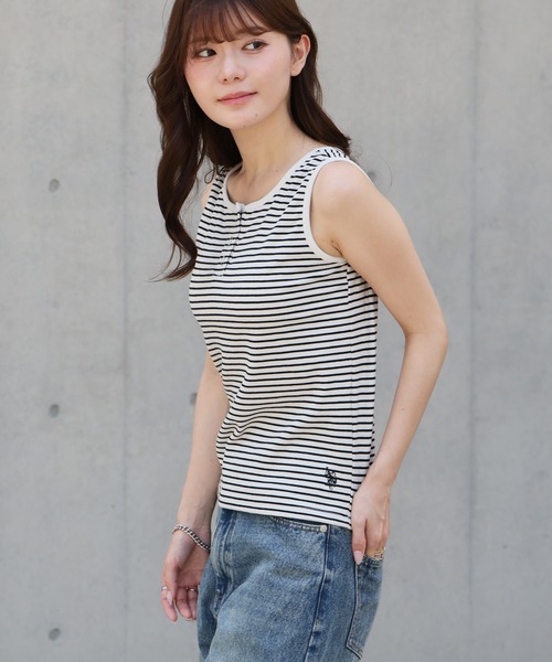 U.S. POLO ASSN.(ユーエスポロアッスン)の「【U.S. POLO ASSN./ユーエスポロアッスン】2WAY ヘンリーネックタンクトップ(タンクトップ・レディース・ネイビー/ブラック系その他/ピンク系その他・M/L/LL)」の7枚目の写真
