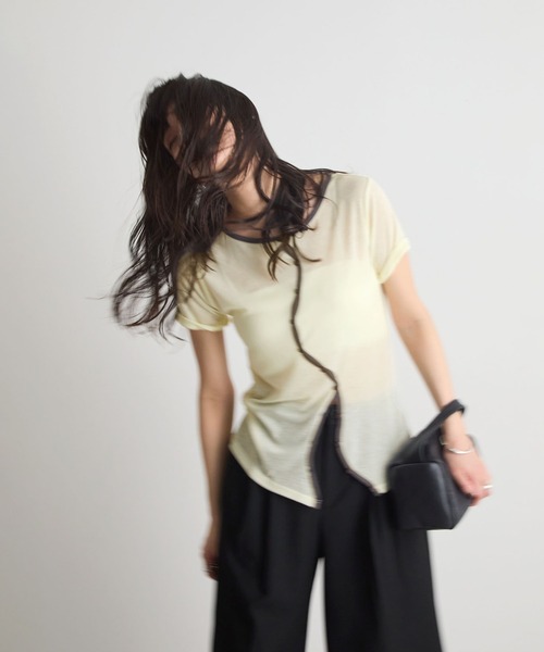 STELLA FISH（ステラフィッシュ）の「配色シアーリブカーディガン（Tシャツ/カットソー・レディース・杢グレー/アイボリー/チャコールグレー・FREE）」の4枚目の写真