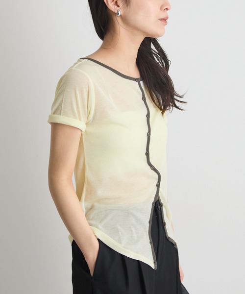 STELLA FISH（ステラフィッシュ）の「配色シアーリブカーディガン（Tシャツ/カットソー・レディース・杢グレー/アイボリー/チャコールグレー・FREE）」の6枚目の写真