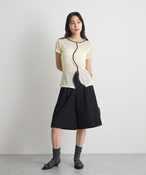 STELLA FISH（ステラフィッシュ）の「配色シアーリブカーディガン（Tシャツ/カットソー・レディース・杢グレー/アイボリー/チャコールグレー・FREE）」の10枚目の写真