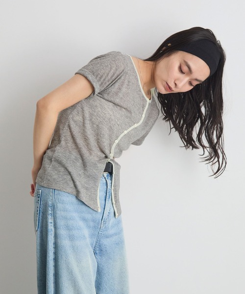 STELLA FISH（ステラフィッシュ）の「配色シアーリブカーディガン（Tシャツ/カットソー・レディース・杢グレー/アイボリー/チャコールグレー・FREE）」の15枚目の写真