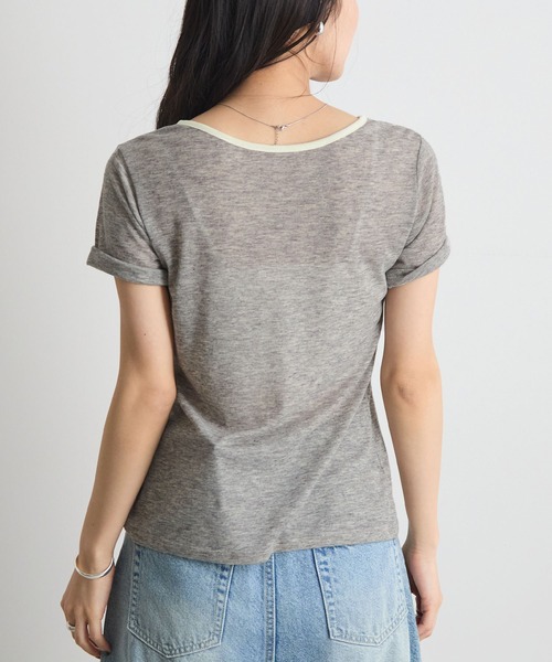 STELLA FISH（ステラフィッシュ）の「配色シアーリブカーディガン（Tシャツ/カットソー・レディース・杢グレー/アイボリー/チャコールグレー・FREE）」の16枚目の写真
