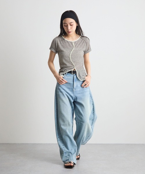 STELLA FISH（ステラフィッシュ）の「配色シアーリブカーディガン（Tシャツ/カットソー・レディース・杢グレー/アイボリー/チャコールグレー・FREE）」の18枚目の写真