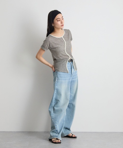 STELLA FISH（ステラフィッシュ）の「配色シアーリブカーディガン（Tシャツ/カットソー・レディース・杢グレー/アイボリー/チャコールグレー・FREE）」の19枚目の写真