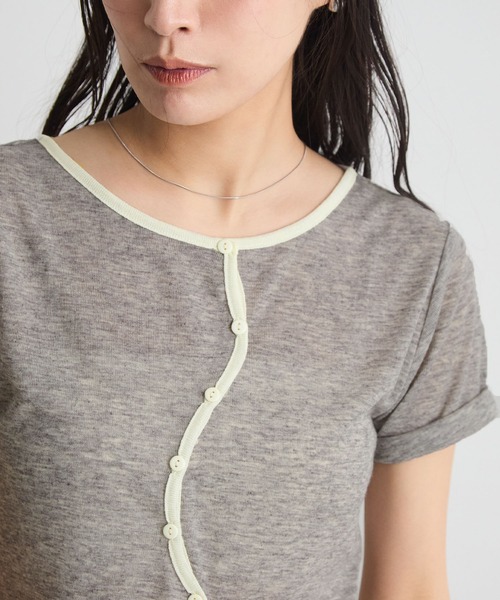 STELLA FISH（ステラフィッシュ）の「配色シアーリブカーディガン（Tシャツ/カットソー・レディース・杢グレー/アイボリー/チャコールグレー・FREE）」の20枚目の写真