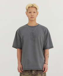 ピグメントグラフィック半袖Tシャツチャコール