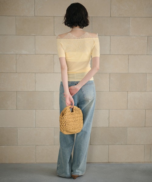 LAULEN(ローレン)の「scallop lace off shoulder rib knit / スカラップレース オフショルダーリブニット(ニット/セーター・レディース・イエロー/ピンク/ブラック・FREE)」の19枚目の写真