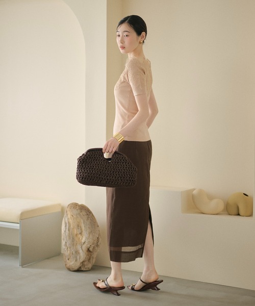 LAULEN(ローレン)の「scallop lace off shoulder rib knit / スカラップレース オフショルダーリブニット(ニット/セーター・レディース・イエロー/ピンク/ブラック・FREE)」の10枚目の写真
