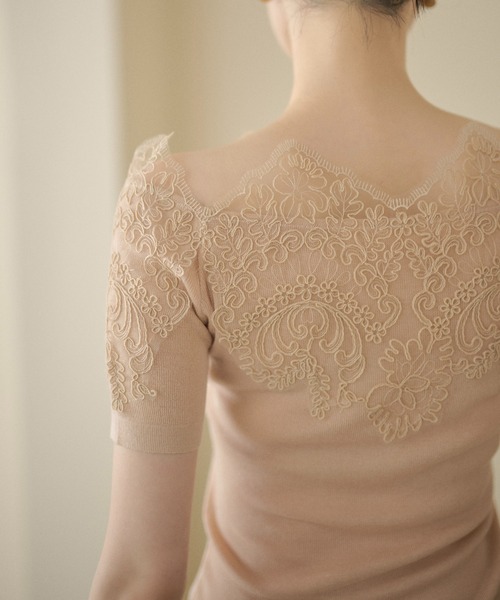 LAULEN(ローレン)の「scallop lace off shoulder rib knit / スカラップレース オフショルダーリブニット(ニット/セーター・レディース・イエロー/ピンク/ブラック・FREE)」の16枚目の写真