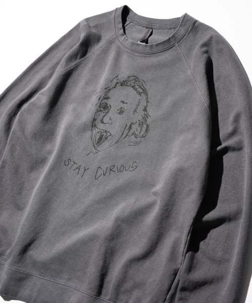 THRIFTY LOOK(スリフティールック)の「THRIFTY LOOK / スリフティールック "STAY CURIOUS" RAGLAN CREW SWEAT ライトウェイト スウェット(スウェット・メンズ・スミクロ/ブラック・LARGE/X-LARGE/MEDIUM)」の2枚目の写真