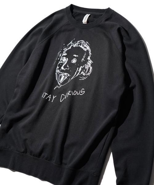 THRIFTY LOOK(スリフティールック)の「THRIFTY LOOK / スリフティールック "STAY CURIOUS" RAGLAN CREW SWEAT ライトウェイト スウェット(スウェット・メンズ・スミクロ/ブラック・LARGE/X-LARGE/MEDIUM)」の1枚目の写真