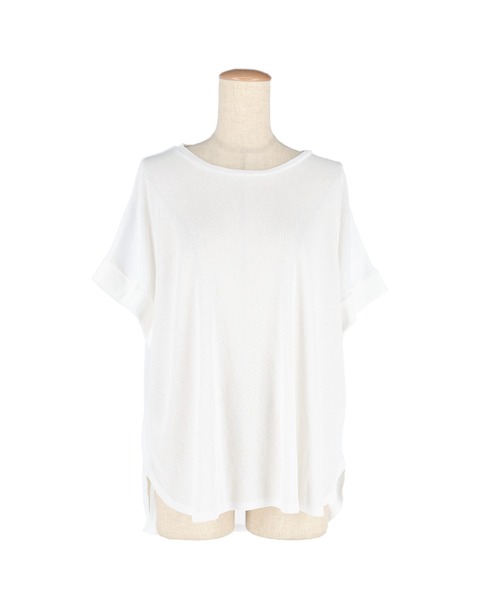 coca(coca)(コカ)の「シアージョーゼットロールアップスリーブトップス(Tシャツ/カットソー・レディース・ホワイト/ブラック・M/L/S)」の18枚目の写真