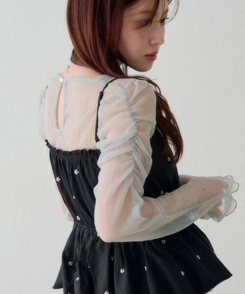Kastane（カスタネ）の「【オケージョン対応】ギャザーシアートップス（シャツ/ブラウス・レディース・ブラック/オフホワイト/ミント・FREE）」の20枚目の写真