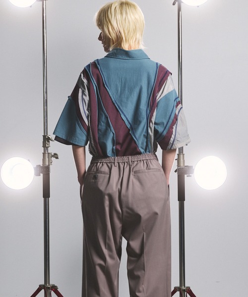 MAISON SPECIAL（メゾンスペシャル）の「《UNISEX》Different Material Curve Switching Prime-Over Short-sleeved Polo Shirt/異素材カーブ切り替えプライムオーバーショートスリーブポロシャツ【MAISON SPECIAL/メゾンスペシャル】（ポロシャツ・メンズ・グレイッシュベージュ/ブラック/ブルー・2/1/0）」の15枚目の写真