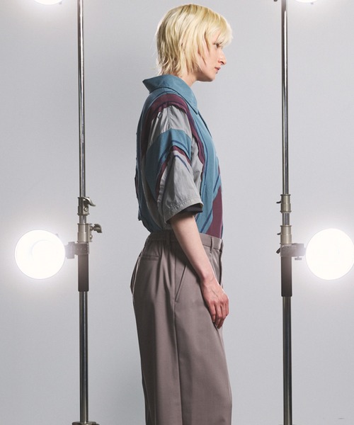 MAISON SPECIAL（メゾンスペシャル）の「《UNISEX》Different Material Curve Switching Prime-Over Short-sleeved Polo Shirt/異素材カーブ切り替えプライムオーバーショートスリーブポロシャツ【MAISON SPECIAL/メゾンスペシャル】（ポロシャツ・メンズ・グレイッシュベージュ/ブラック/ブルー・2/1/0）」の14枚目の写真