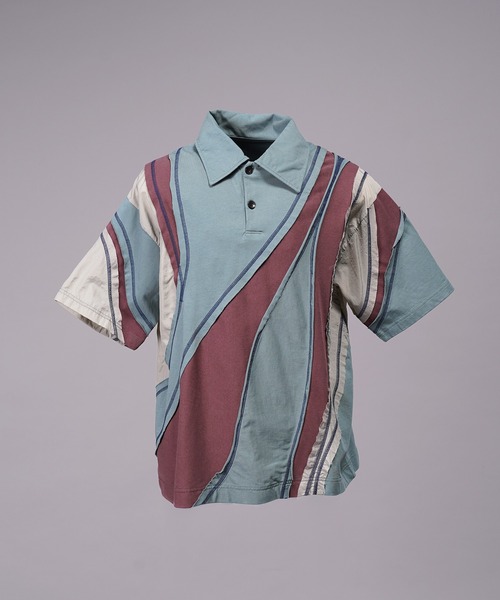MAISON SPECIAL（メゾンスペシャル）の「《UNISEX》Different Material Curve Switching Prime-Over Short-sleeved Polo Shirt/異素材カーブ切り替えプライムオーバーショートスリーブポロシャツ【MAISON SPECIAL/メゾンスペシャル】（ポロシャツ・メンズ・グレイッシュベージュ/ブラック/ブルー・2/1/0）」の19枚目の写真