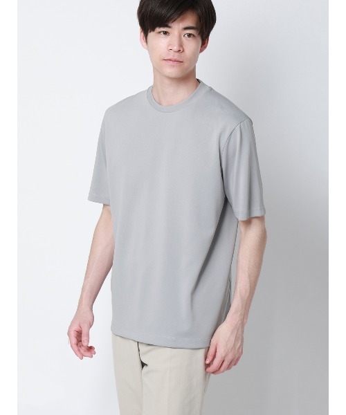 SUIT SQUARE(スーツスクエア)の「オフィT/Tシャツ/半袖/ウォッシャブル/形態安定/プレーティング天竺/無地(Tシャツ/カットソー・メンズ・ホワイト/グレー/ブラック/ブルー・S/L/M/3L/LL)」の2枚目の写真