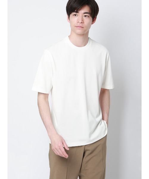SUIT SQUARE(スーツスクエア)の「オフィT/Tシャツ/半袖/ウォッシャブル/形態安定/プレーティング天竺/無地(Tシャツ/カットソー・メンズ・ホワイト/グレー/ブラック/ブルー・S/L/M/3L/LL)」の3枚目の写真