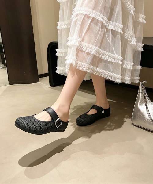 Miniministore(ミニミニストア)の「編み込みメリージェーン ミュールサンダル(サンダル・レディース・ライトブラウン/アイボリー/ブラック・M/S/L)」の6枚目の写真
