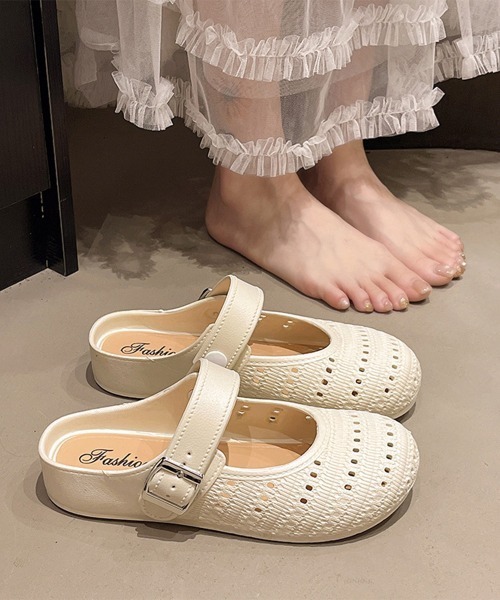 Miniministore(ミニミニストア)の「編み込みメリージェーン ミュールサンダル(サンダル・レディース・ライトブラウン/アイボリー/ブラック・M/S/L)」の10枚目の写真