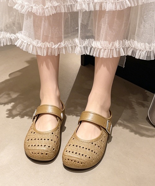 Miniministore(ミニミニストア)の「編み込みメリージェーン ミュールサンダル(サンダル・レディース・ライトブラウン/アイボリー/ブラック・M/S/L)」の14枚目の写真