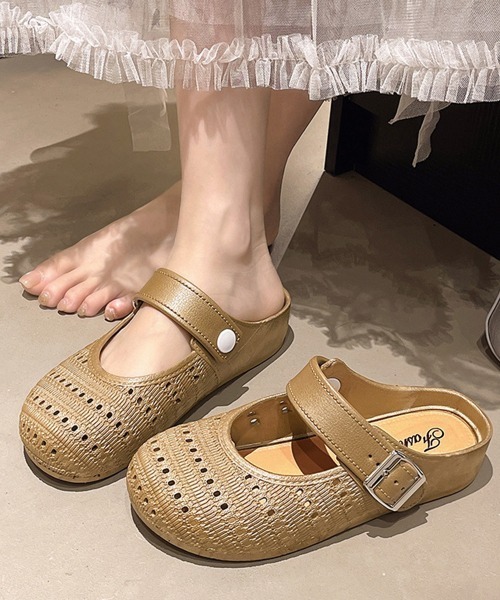 Miniministore(ミニミニストア)の「編み込みメリージェーン ミュールサンダル(サンダル・レディース・ライトブラウン/アイボリー/ブラック・M/S/L)」の15枚目の写真