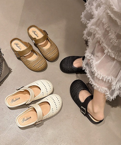 Miniministore(ミニミニストア)の「編み込みメリージェーン ミュールサンダル(サンダル・レディース・ライトブラウン/アイボリー/ブラック・M/S/L)」の17枚目の写真