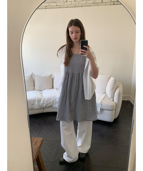 THEMITTEN(ザ・ミトン)の「Sleepy layered one-piece (gray check)(ワンピース・レディース・その他・FREE)」の2枚目の写真