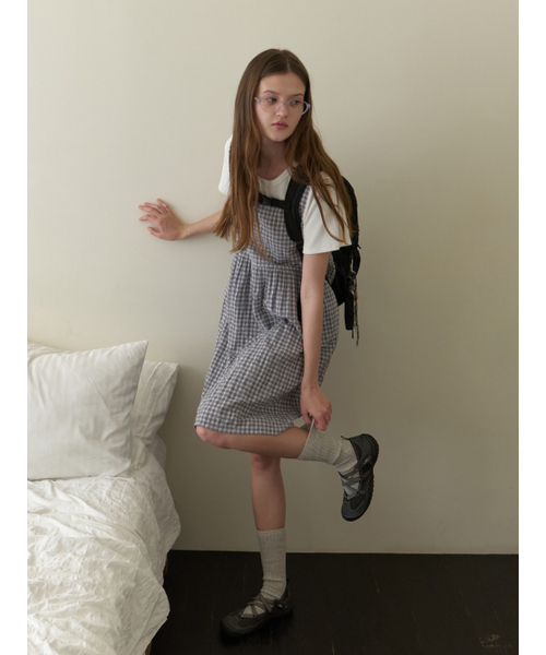 THEMITTEN(ザ・ミトン)の「Sleepy layered one-piece (gray check)(ワンピース・レディース・その他・FREE)」の3枚目の写真