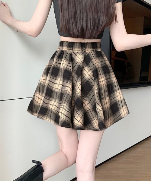 Miniministore(ミニミニストア)の「チェック柄スカパン ミニ丈スカート 春夏(スカート・レディース・ベージュ/ブラック・M/L)」の6枚目の写真