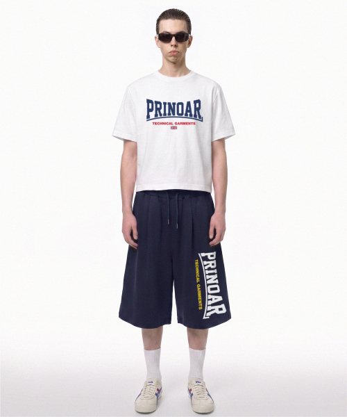 PRINOAR(プリノア)の「ボウタイロゴ02 シングルプリーツバミューダショーツ - ネイビー(その他パンツ・レディース・ネイビー・LARGE/MEDIUM/SMALL)」の4枚目の写真