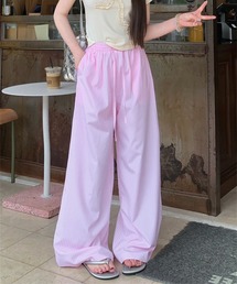 \縦ラインで圧倒的な脚長&美脚を叶える/ ルーズストレート ストライプカラー イージーパンツ