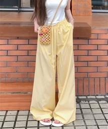 \縦ラインで圧倒的な脚長&美脚を叶える/ ルーズストレート ストライプカラー イージーパンツ