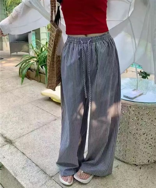 BENDER TOKYO(ベンダートウキョウ)の「\縦ラインで圧倒的な脚長&美脚を叶える/ ルーズストレート ストライプカラー イージーパンツ(その他パンツ・レディース・ブラック/ブルー/イエロー/ピンク/グリーン・FREE)」の8枚目の写真