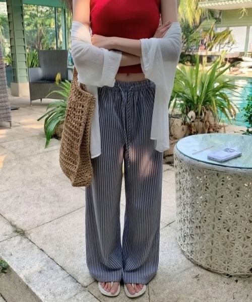 BENDER TOKYO(ベンダートウキョウ)の「\縦ラインで圧倒的な脚長&美脚を叶える/ ルーズストレート ストライプカラー イージーパンツ(その他パンツ・レディース・ブラック/ブルー/イエロー/ピンク/グリーン・FREE)」の9枚目の写真