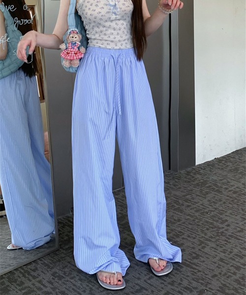 BENDER TOKYO(ベンダートウキョウ)の「\縦ラインで圧倒的な脚長&美脚を叶える/ ルーズストレート ストライプカラー イージーパンツ(その他パンツ・レディース・ブラック/ブルー/イエロー/ピンク/グリーン・FREE)」の15枚目の写真