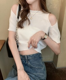 ショルダースリット半袖カットソー
