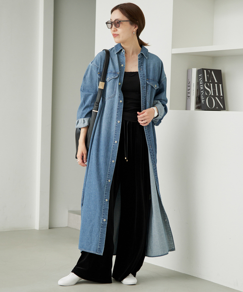 SLOBE IENA(スローブイエナ)の「《シリーズあり/》LEDENIM BDU デニムシャツワンピース(シャツワンピース・レディース・ネイビー/ブルー・FREE)」の21枚目の写真