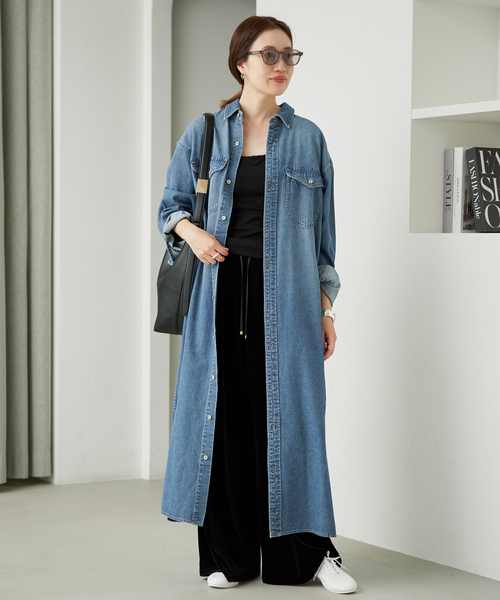 SLOBE IENA(スローブイエナ)の「《シリーズあり/》LEDENIM BDU デニムシャツワンピース(シャツワンピース・レディース・ネイビー/ブルー・FREE)」の20枚目の写真