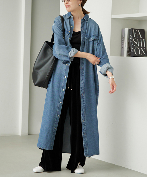 SLOBE IENA(スローブイエナ)の「《シリーズあり/》LEDENIM BDU デニムシャツワンピース(シャツワンピース・レディース・ネイビー/ブルー・FREE)」の19枚目の写真