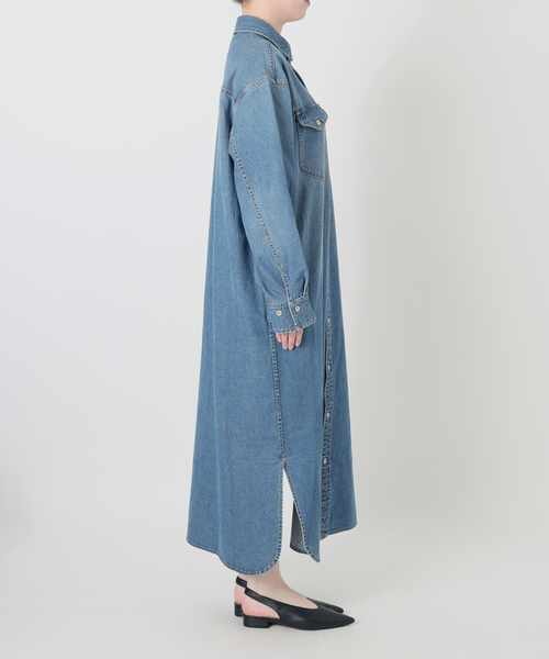 SLOBE IENA(スローブイエナ)の「《シリーズあり/》LEDENIM BDU デニムシャツワンピース(シャツワンピース・レディース・ネイビー/ブルー・FREE)」の15枚目の写真