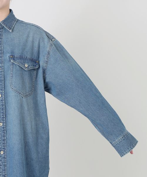 SLOBE IENA(スローブイエナ)の「《シリーズあり/》LEDENIM BDU デニムシャツワンピース(シャツワンピース・レディース・ネイビー/ブルー・FREE)」の14枚目の写真