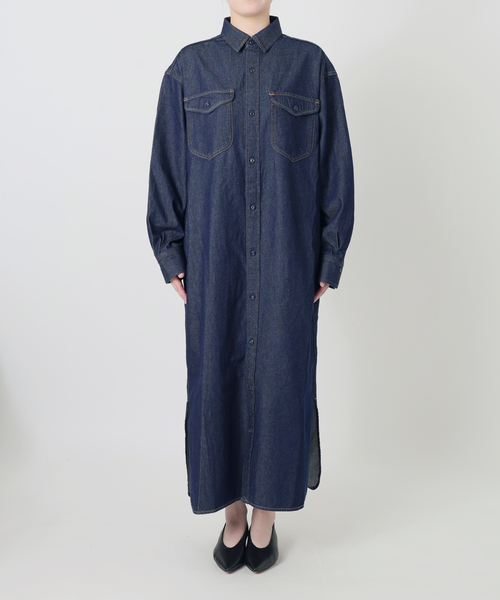 SLOBE IENA(スローブイエナ)の「《シリーズあり/》LEDENIM BDU デニムシャツワンピース(シャツワンピース・レディース・ネイビー/ブルー・FREE)」の5枚目の写真