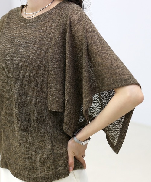 Aletta vita(アレッタビータ)の「リネン混シアーワッフルケープスリーブプルオーバー(Tシャツ/カットソー・レディース・ブラウン/グレイッシュベージュ・M)」の22枚目の写真