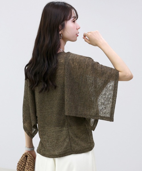 Aletta vita(アレッタビータ)の「リネン混シアーワッフルケープスリーブプルオーバー(Tシャツ/カットソー・レディース・ブラウン/グレイッシュベージュ・M)」の18枚目の写真