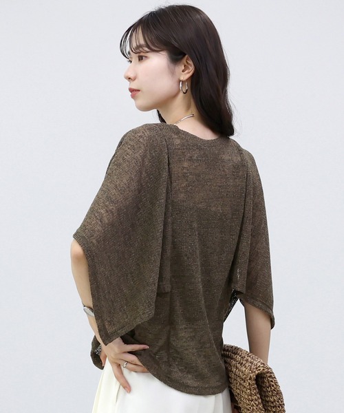 Aletta vita(アレッタビータ)の「リネン混シアーワッフルケープスリーブプルオーバー(Tシャツ/カットソー・レディース・ブラウン/グレイッシュベージュ・M)」の17枚目の写真