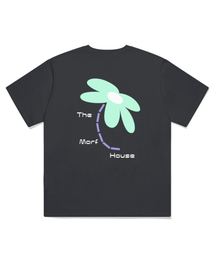 ボールドフラワーオーバーサイズ半袖Tシャツチャコール