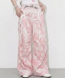 A'GEM/9 × .kom 『.KOM/ドットケーオーエム』LACE LAYERED CAMO WIDE PANTS / レースレイヤードカモワイドパンツ