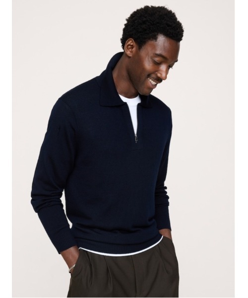 Banana Republic（バナナリパブリック）の「メリノ ジップアップ ニットポロ（ニット/セーター・メンズ・その他/チャコールグレー/ブラウン/ネイビー・XL/S/L/M）」の3枚目の写真